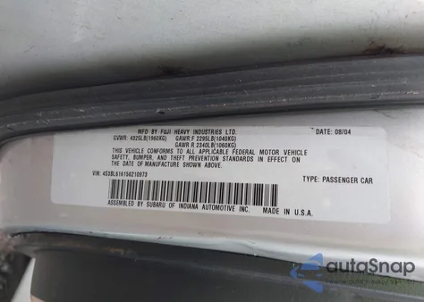 2005 Subaru Legacy 2.5I from USA, damaged, VIN 4S3BL616156210973